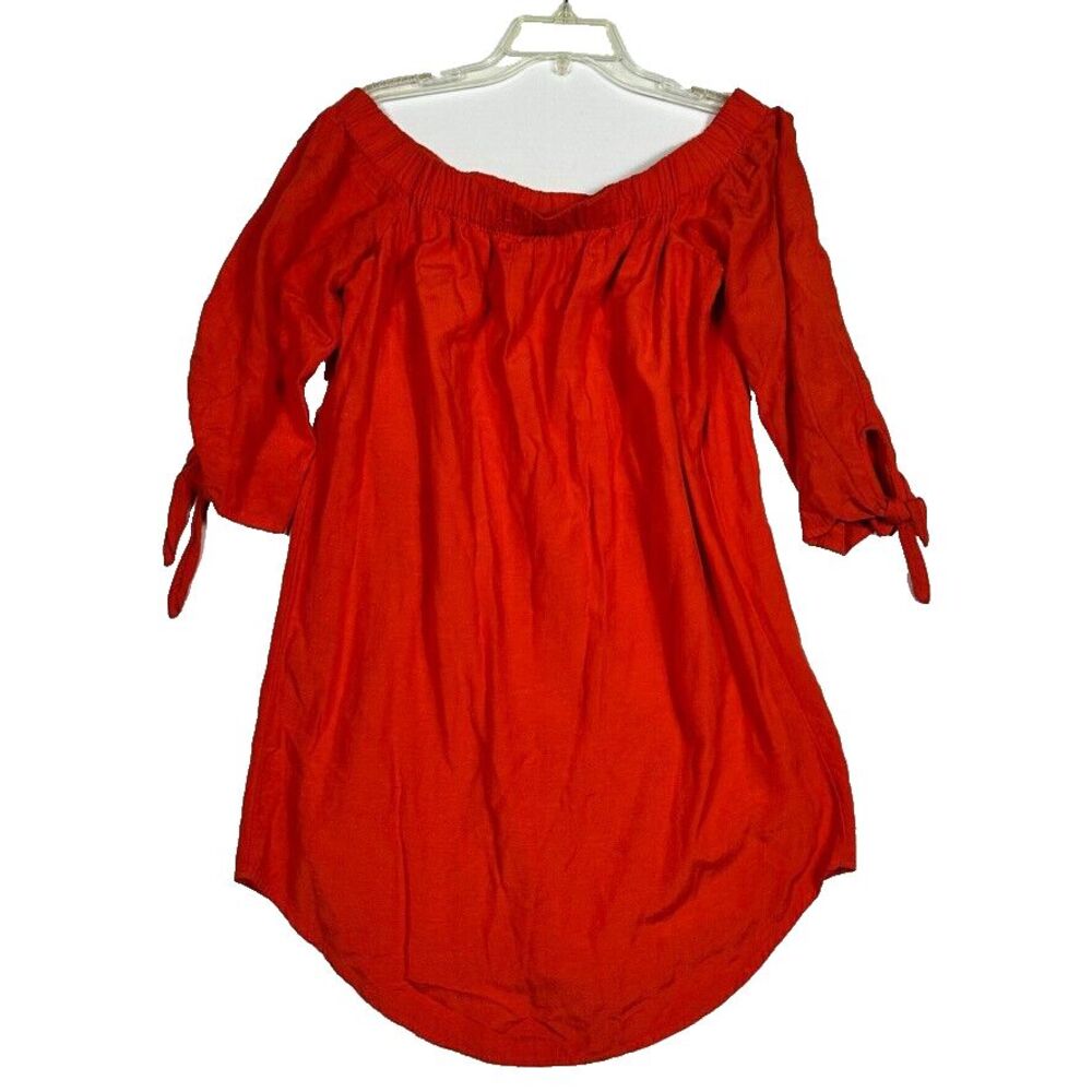 Old Navy Red Womens Medium Dress Off Shoulder Tie Sleeves Summer Casual